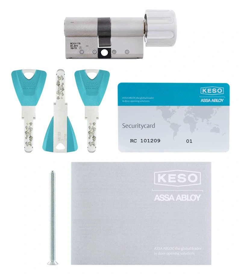 Циліндр KESO 8000 Ω2 + 3 ключі та кодова картка. Циліндри KESO купити. Замовляйте комплектацію. Механічні циліндри KESO - Швейцарська точність та надійність