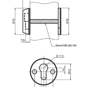 Захисний протектор MUL-T-LOCK SL3 DIN ROUND. Фурнітура до дверей. Протектори захисні MUL-T-LOCK. Накладні броненакладки. Протектор MUL-T-LOCK SL3 DIN ROUND 3клас. Комплект, великий вибір кольорів
