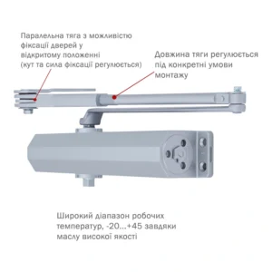Дотягувач дверей RYOBI серії 3550 модель DS-3550P (Японія) накладного типу – призначений для керування великими зовнішніми та внутрішніми дверима. Замовити